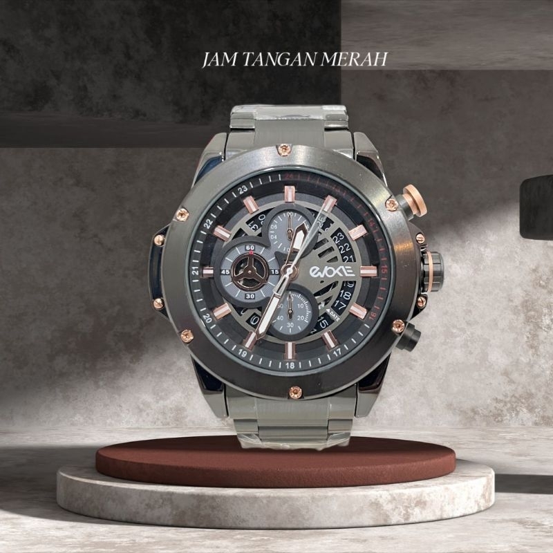 NEW JAM TANGAN PRIA EVOKE EV5002MA1-3BK BLACK ORIGINAL