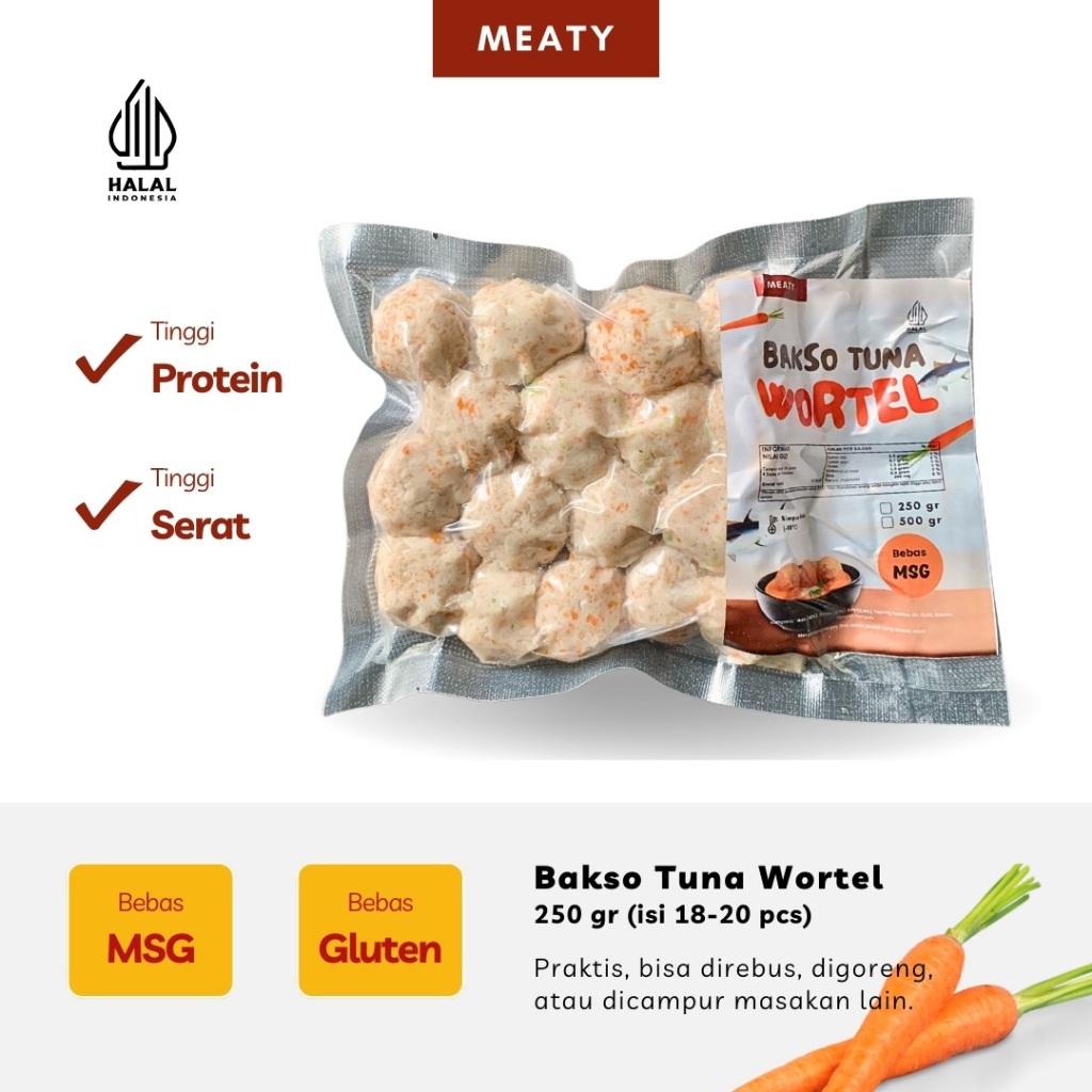 

✨Enak & Sehat✨ Bakso Ikan Tuna Sayur Wortel Bebas MSG & Gluten untuk Bekal Anak Sekolah 250gr