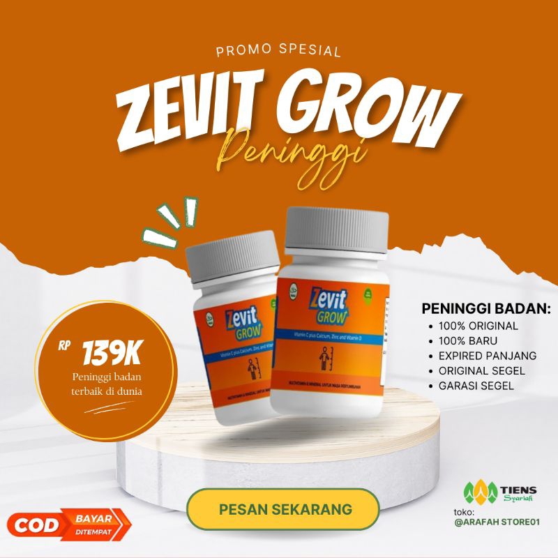 zevit grow peninggi badan alami 100% original