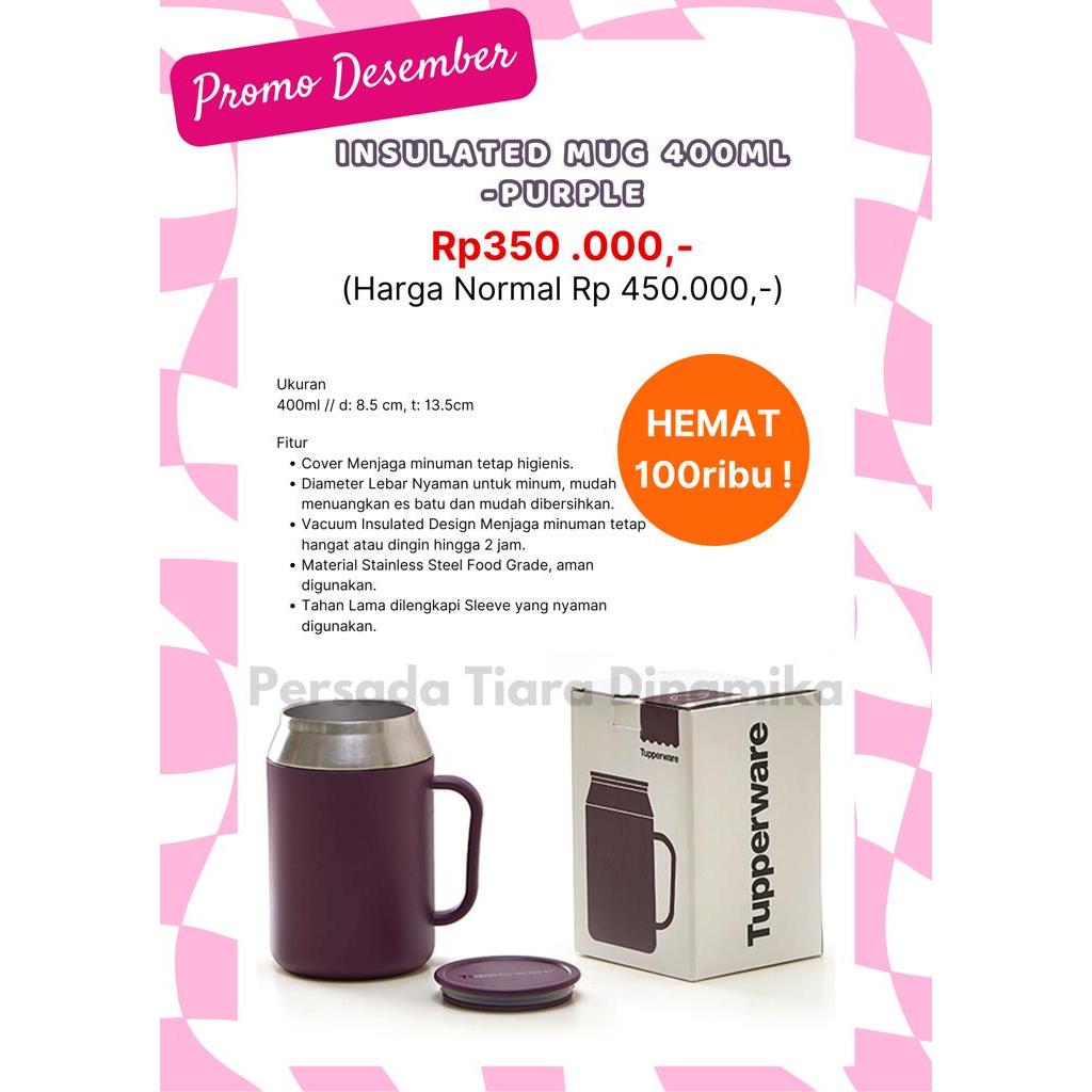 TUPPERWARE INSULATED MUG 400ML - MUG UNTUK MINUMAN PANAS&DINGIN PURPLE