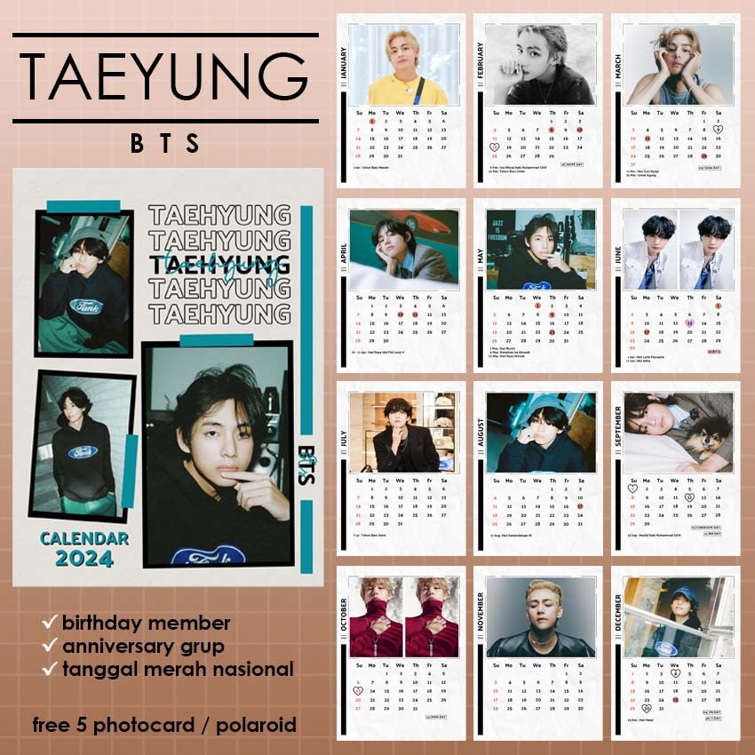 

Kalender BTS Member OT7 Meja 2024