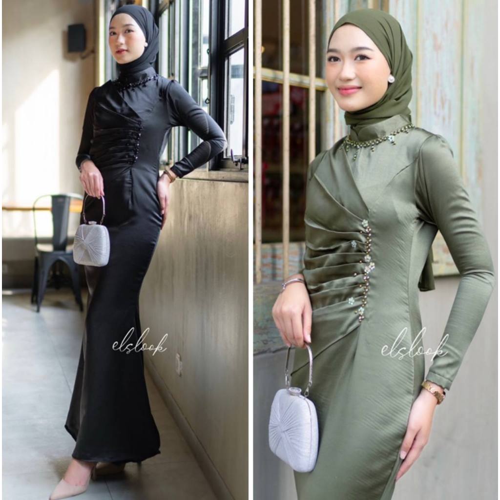 Risma Dress Satin Silk dress Outfit kondangan lamaran wisuda dress mermaid silk dress satin dress ga