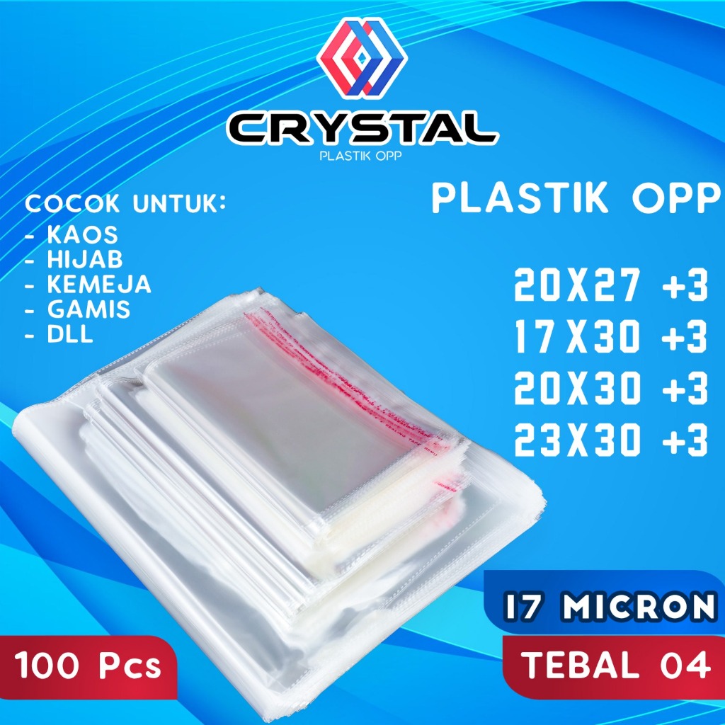 PLASTIK OPP LEM 17 MICRON 20X27; 17X30; 20X30; 23X30 (+3 Lidah)