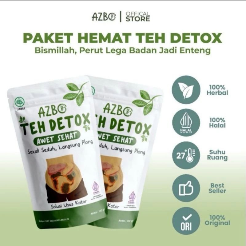 

azbo teh detox solusi usus kotor,susah BAB dan perut buncit