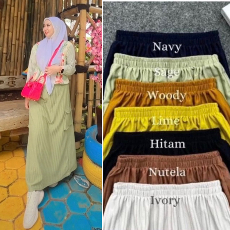 Rok Cargo Plisket Knit Rok Jumbo Cargo