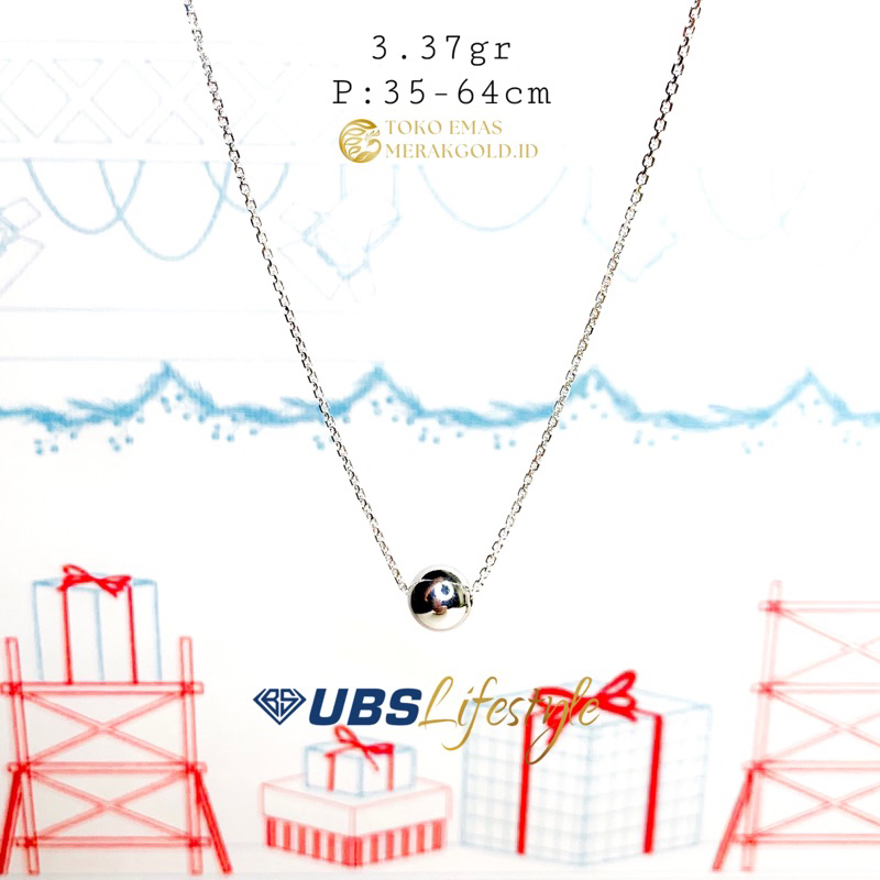 Kalung Emas Bola Berlian Kalung Emas Bola UBS  Emas Putih Bola Liontin Bola  Emas Asli Kadar 750 Lim