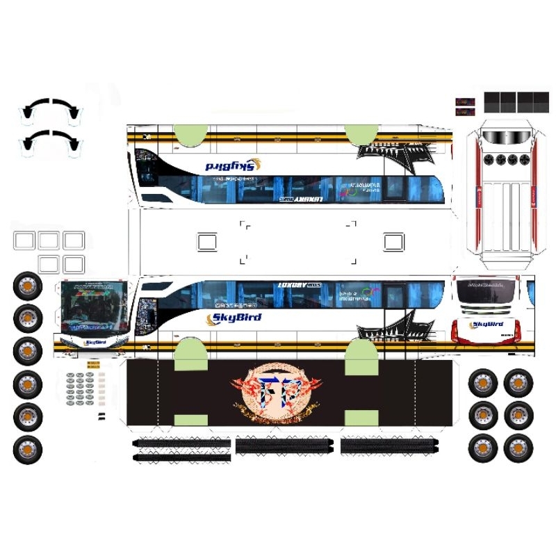 lembaran papercraft bus skybird king erdogan skala 50 laminasi non laminasi