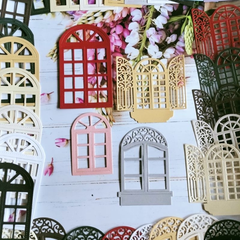 

12pcs diecuts jendela die cut untuk journal journals journaling scrapbook bujo bullet journal ephemera