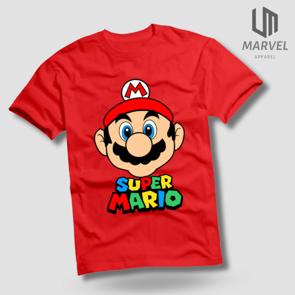 Qwertyone mario bross Baju Kaos Distro Anak Laki Laki Umur 1-14Tahun Bahan Cotton