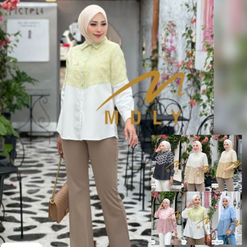 (9) MDLY LYNNI  Baju Kemeja Atasan Katun Bordir wanita Lynni Shirt By Mdly. Nazra Sha