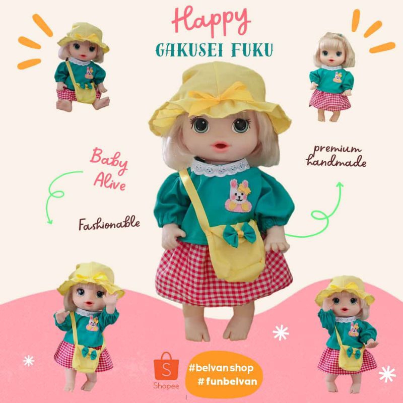 Baju Baby Alive "Gakusei-Fuku" Size M Premium Quality Handmade