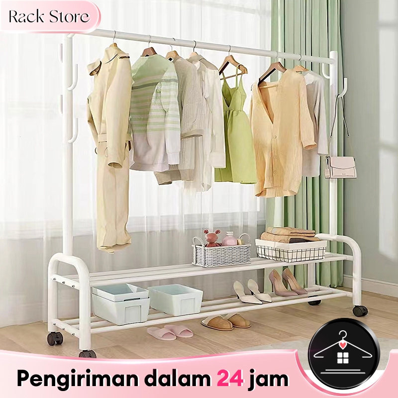 Rak Gantungan Baju Besi Stand hanger Jemuran Baju Gawang Baju Portable Display Butik Jemuran Pakaian