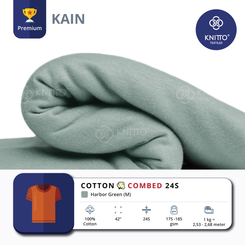 KAIN KAOS COTTON COMBED 24S HARBOR GREEN ( BAHAN KAOS ) - KNITTO