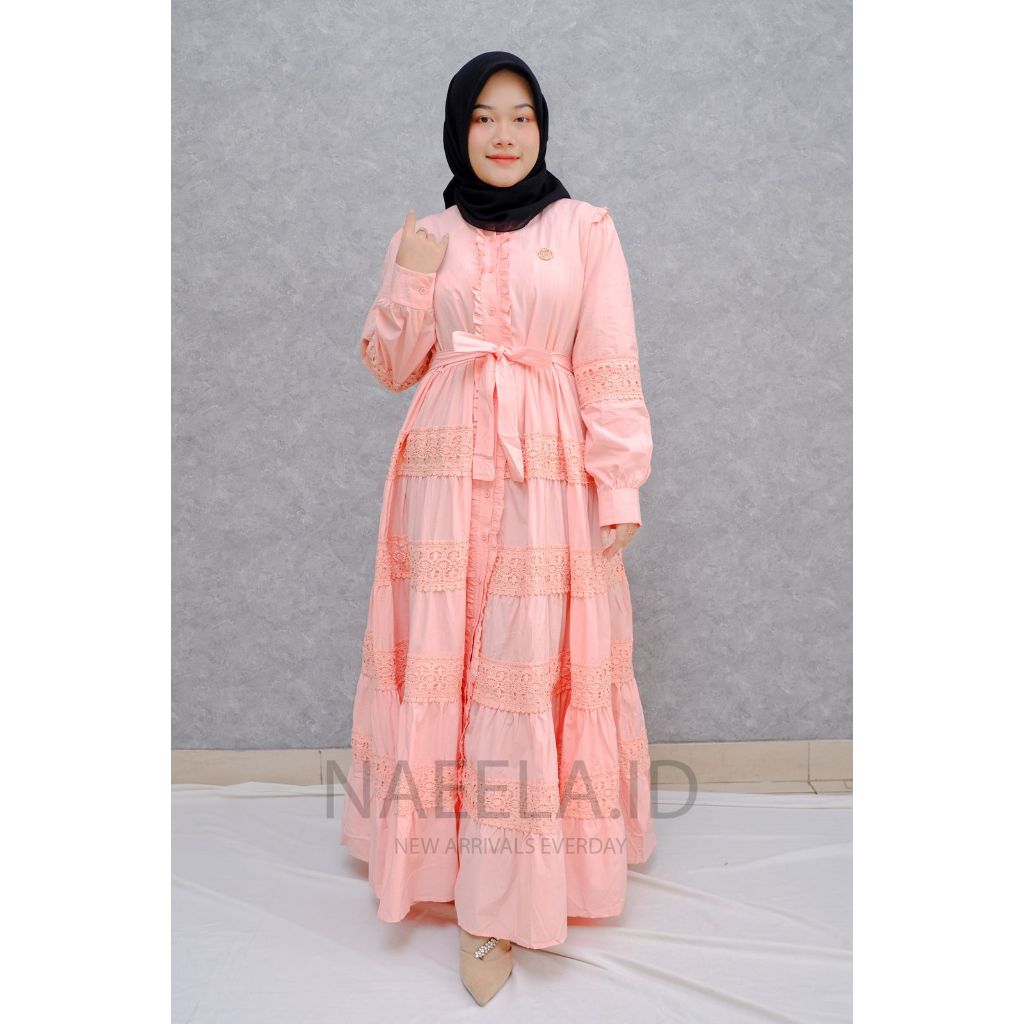 Nae Ella LFY Gamis Nathania Pakaian Muslim Wanita Dress Premium Import Lafreya