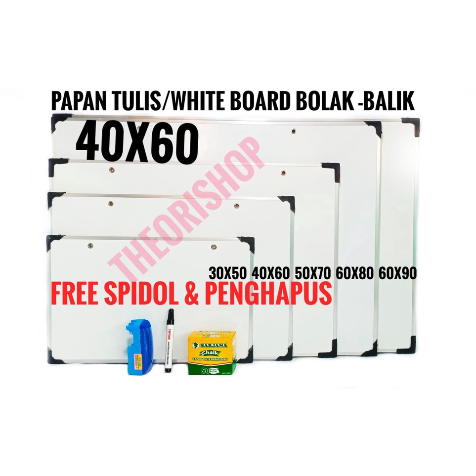 

4X6 CMWhiteboardPapan TulisPapan Tulis Whiteboard 2 sisi Sidol dan Kapur var