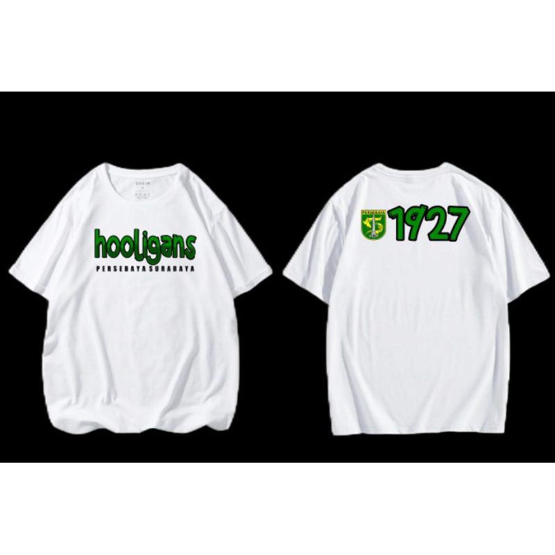 Kaos Bonek Hooligans Persebaya 1927 Katun Combed 30s Putih