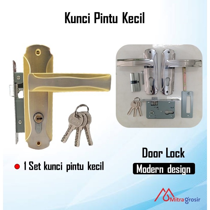 1 Set Kunci Pintu Kecil / Handel Pintu Kecil / Handle Pintu Rumah / Selot Slot Kunci Pintu Rumah
