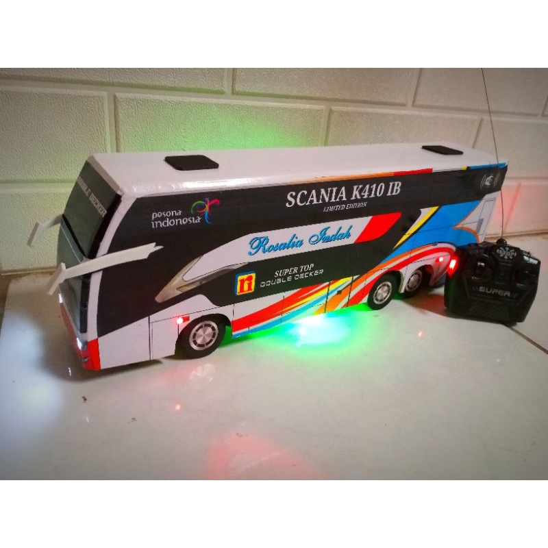 Mainan Bus Rosalia sdd Klakson telolet basuri rc remot led