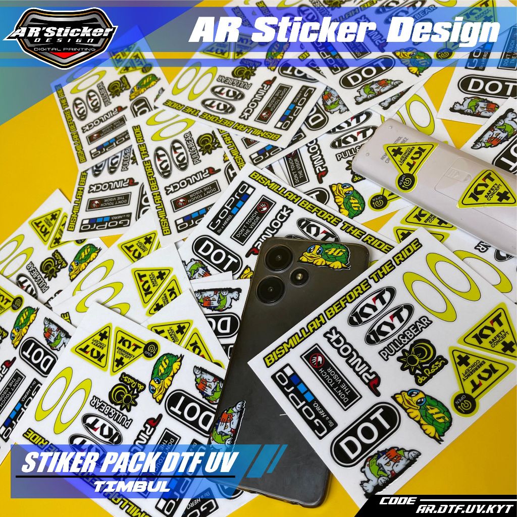 

Stiker KYT Sticker Visor Helm Dtf Uv Timbul Princut 1 Set Aksesoris Case Hp Laptop Tumbler Gitar Anti Air