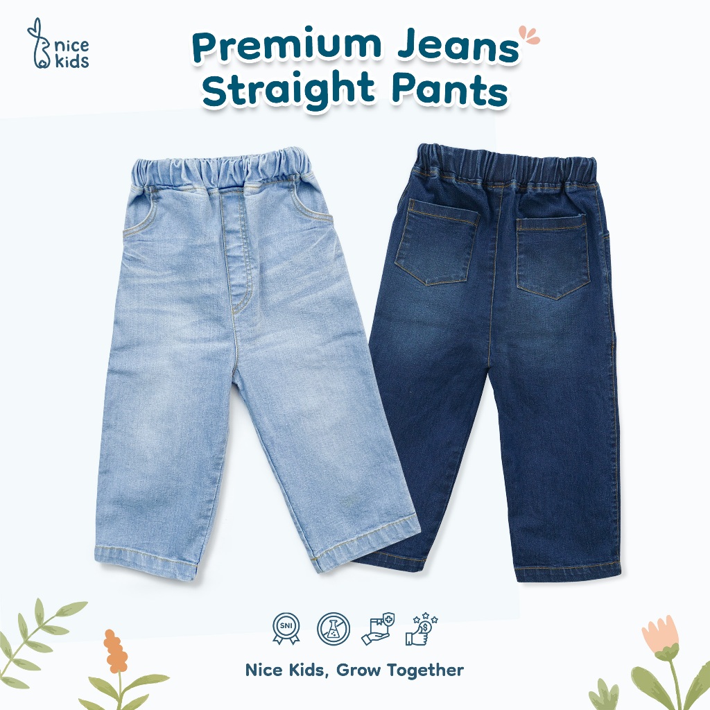 Nice Kids - Premium Jeans Straight Pants Baby Kids Celana Panjang Anak Unisex (Size 1-6 Tahun) Bawahan Anak Laki-Laki Perempuan Denim