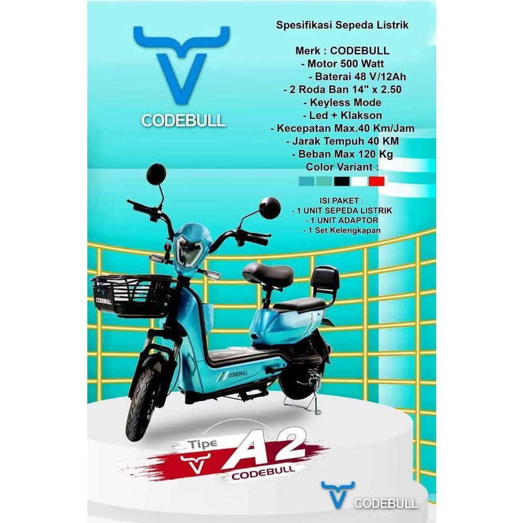 [READY STOK] Sepedah Listrik CODEBULL type A2 E-Bike Sepedah Motor Listrik Dewasa