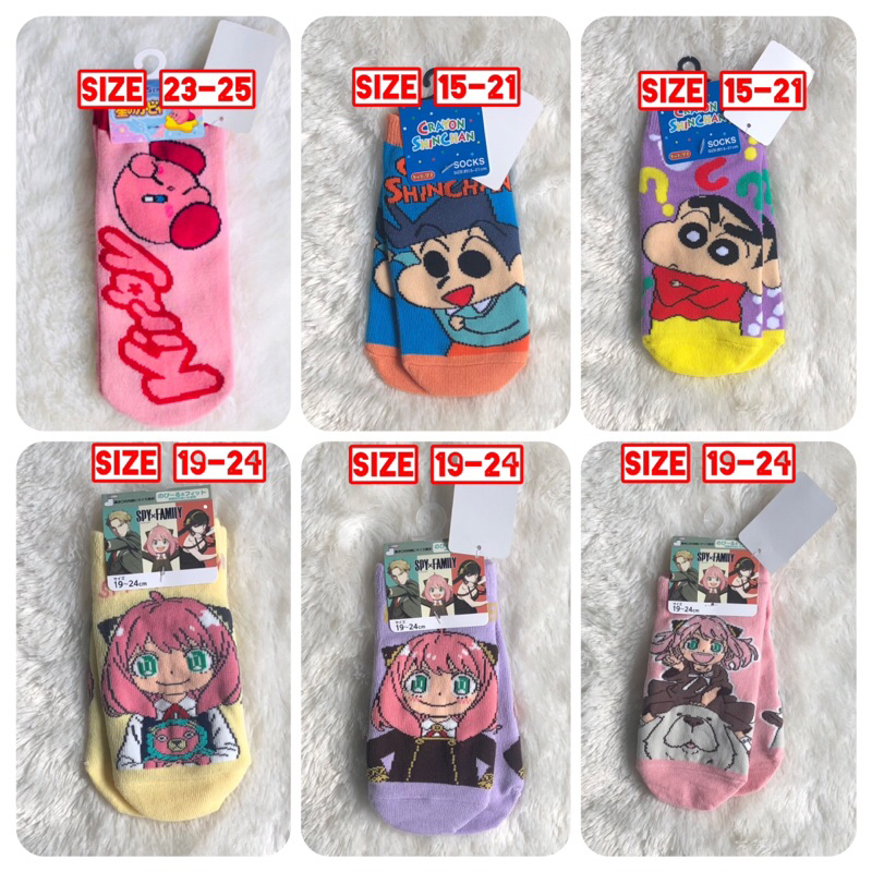 kaos kaki anak kirby shinchan dan spx family original japan