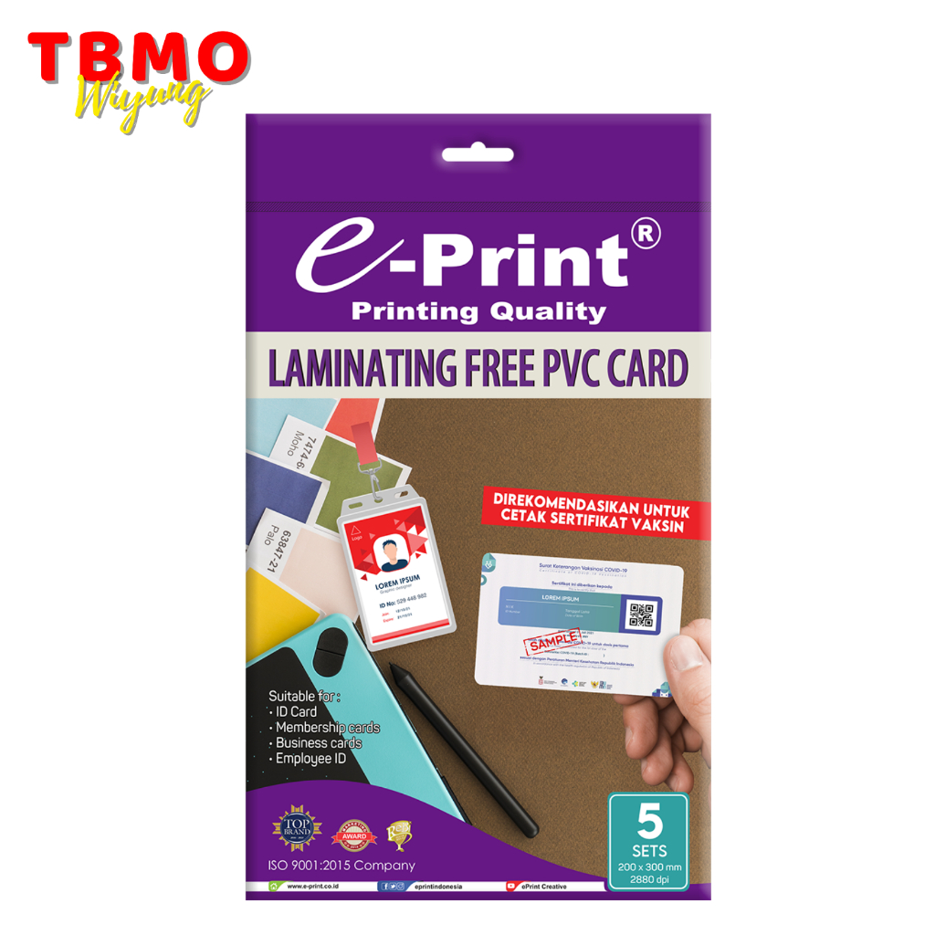 

TBMO Laminating Free PVC Card / Plastik Laminating Kertas PVC 5 Lembar