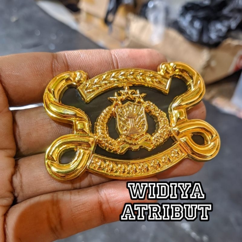 Emblem Baret Polisi Polri Latar Akrilik Mika Hitam TERBARU