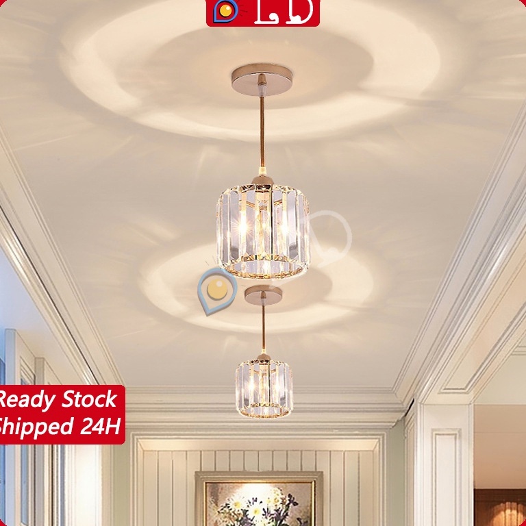 PROMO ALE Lampu Plafon Gantung Kristal Minimalis 2 Model Kotak  Bulat Lampu kristal plafon rumah Lam