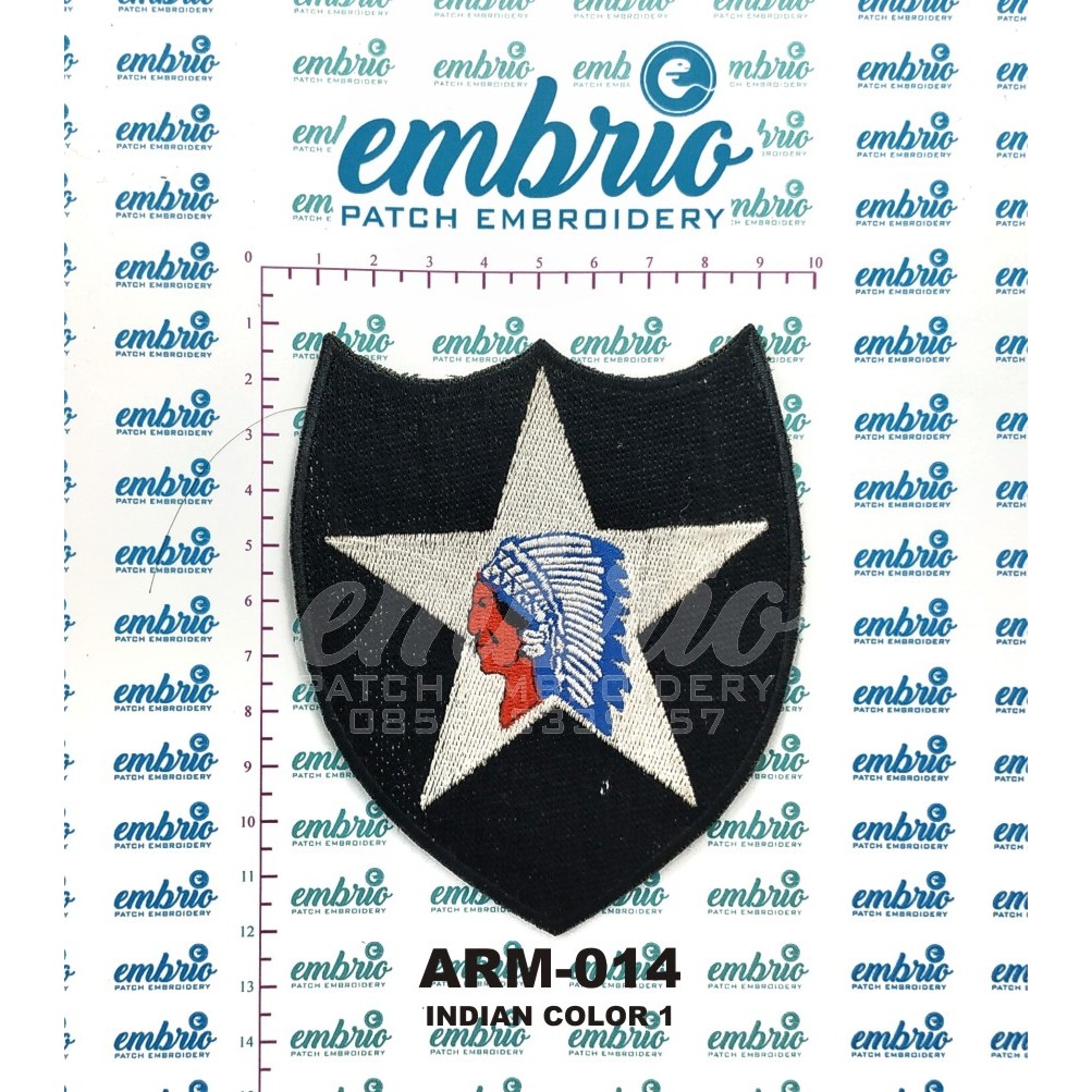 ARM-014-CL Patch Indian Head Soldier Second Infantry Division 2nd US ARMY Veteran - Multicolor - 9x1