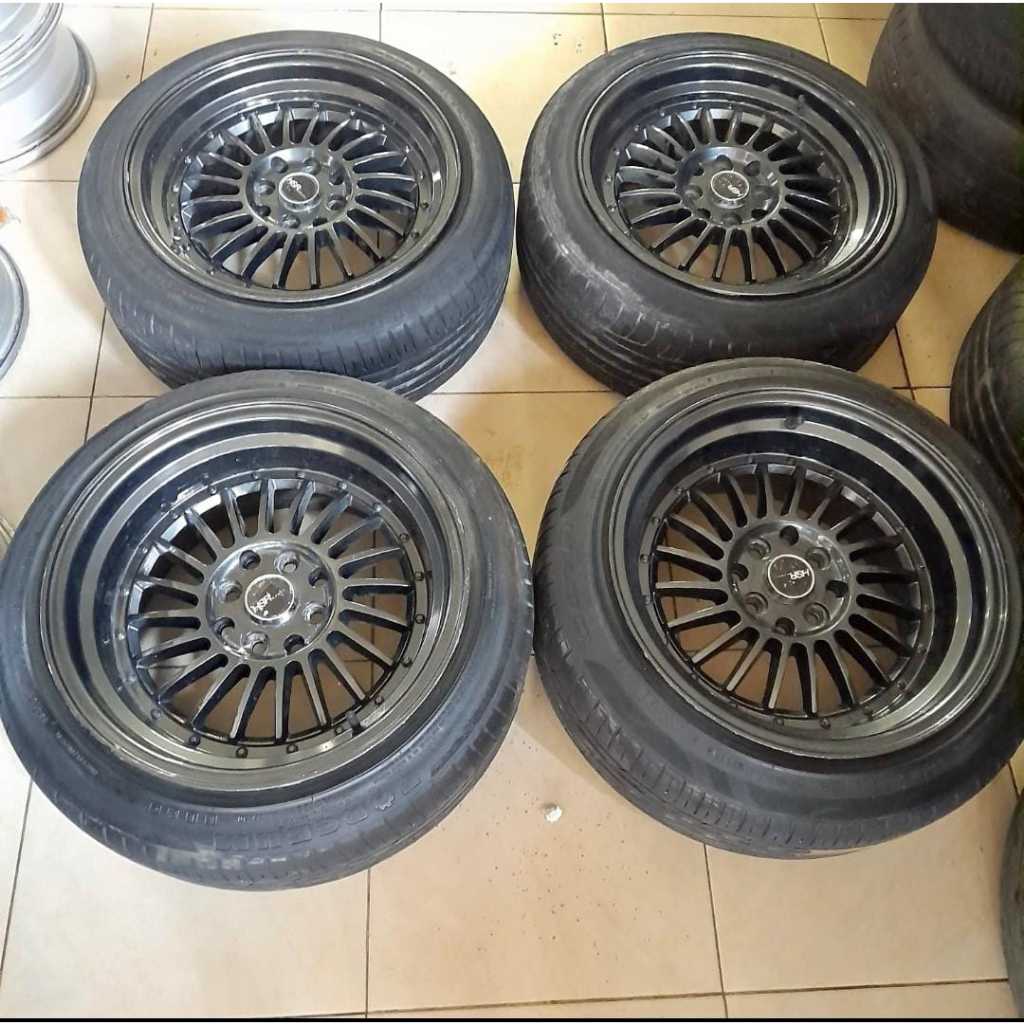 VELG MOBIL BEKAS SEKEN HSR SC-01 RING 16 LEBAR 8-9 PCD  4X100-4X114ET30-25GREY + BAN OCTA 195 50 R16