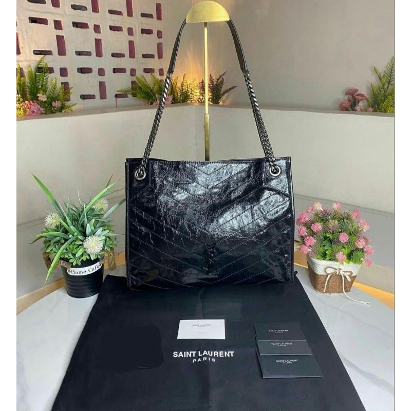 Tas YSLong Niki Tote Black Medium Size 34cm Kualitas VIP