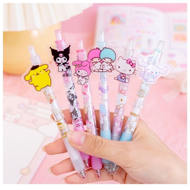 

pulpen tekan lucu gambar kartun snrio kuromi mymelody cinamonroll pompurin hellokitty - pulpen lucu - pulpen aesthetic - pulpen gel mekanik