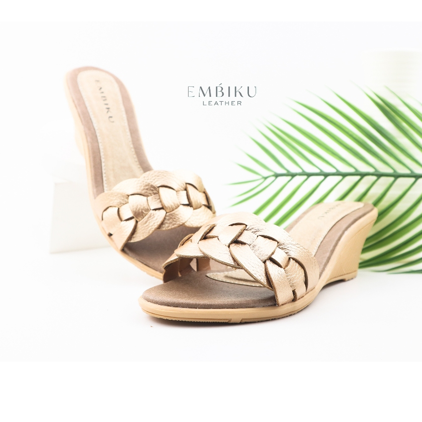 Sandal Wanita Kulit Asli Garut - Sandal Wedges 5cm Kulit Asli Garut - Shein 5cm
