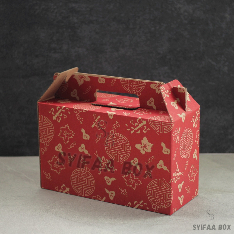 

( 10 pcs ) Box Jinjing Imlek Kardus Tenteng Kemasan Hampers Parcel Chinese New Year Ukuran 27 x 11 x 16.5 cm