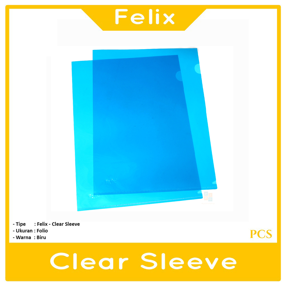 

FELIX - Map L Clear Sleeve Folder File Folio Biru - Lusin