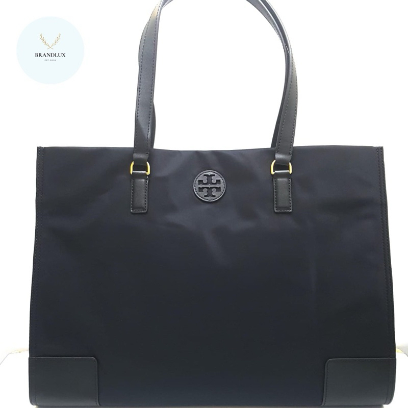 TORY BURCH TB ELLA NYLON TOTE BLACK