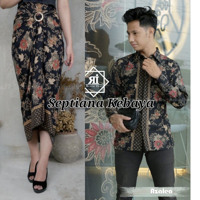set couple  kemeja batik  dan rok lilit - rok lilit batik  couple kemeja panjang