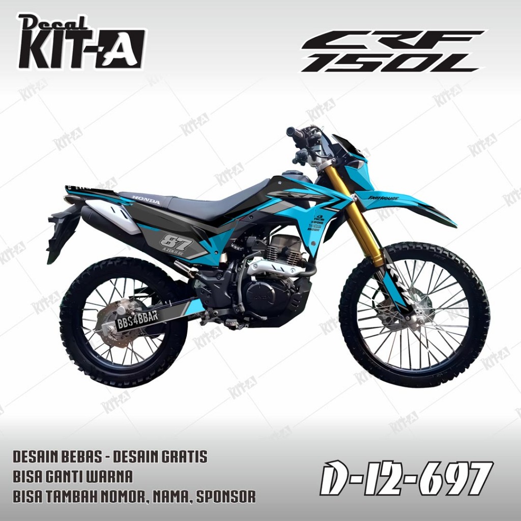 Stiker CRF 150L decal setiker CRF 150L stiker motor MOTIF BIRU HITAM SIMPLE KEREN D-I2-697