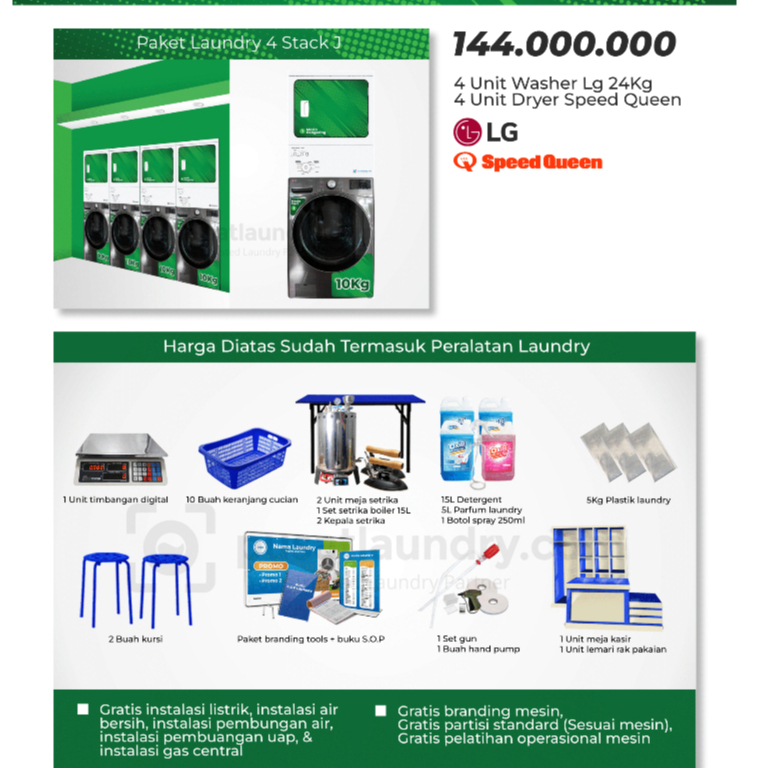 Paket Usaha Laundry Mesin 4 Stack