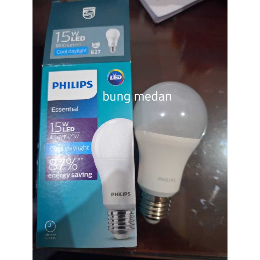 LAMPU LED PHILIPS 15W BULB ESSENTIAL PUTIH 15 WATT 15WATT 15 W ORI