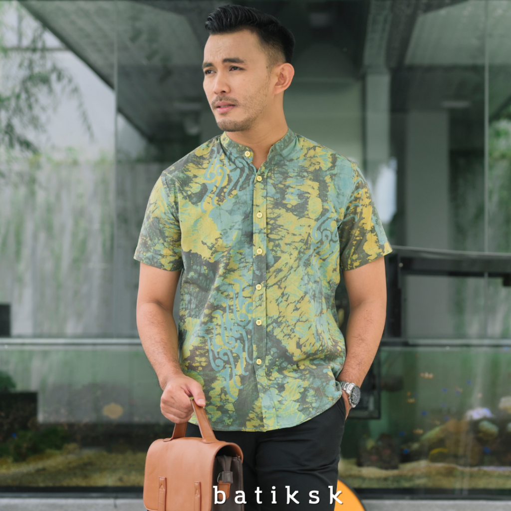 KOKO BATIK ABSTRAK HIJAU GLOWSY