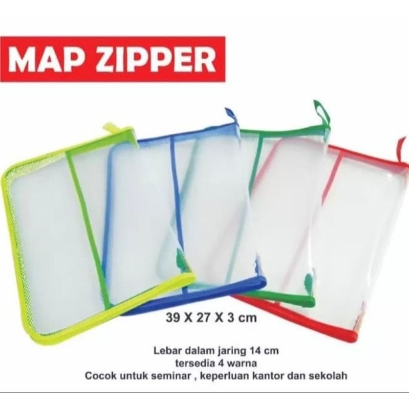 

Map Zipper Sleting Jala Folio Jaring Plastik Tas Resleting F4 Document