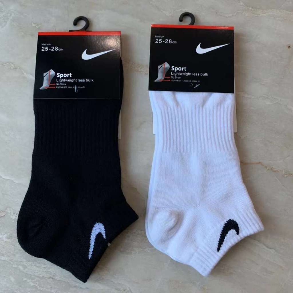 Kaos Kaki NIKE Pria Wanita lightweight Cushioned Ankle Socks Black White Original Cowok Cewek