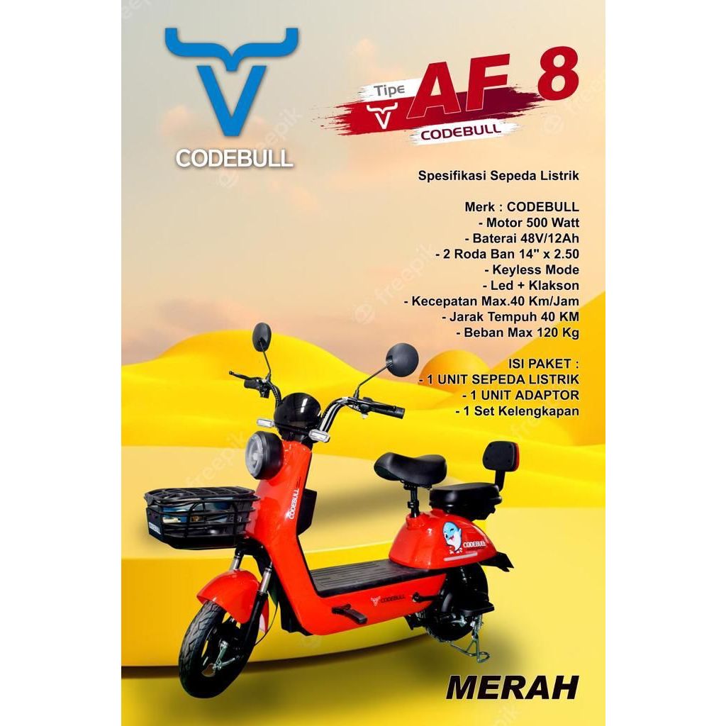 [READY STOK] Sepedah Listrik CODEBULL type AF8 E-Bike Sepedah Motor Listrik Dewasa