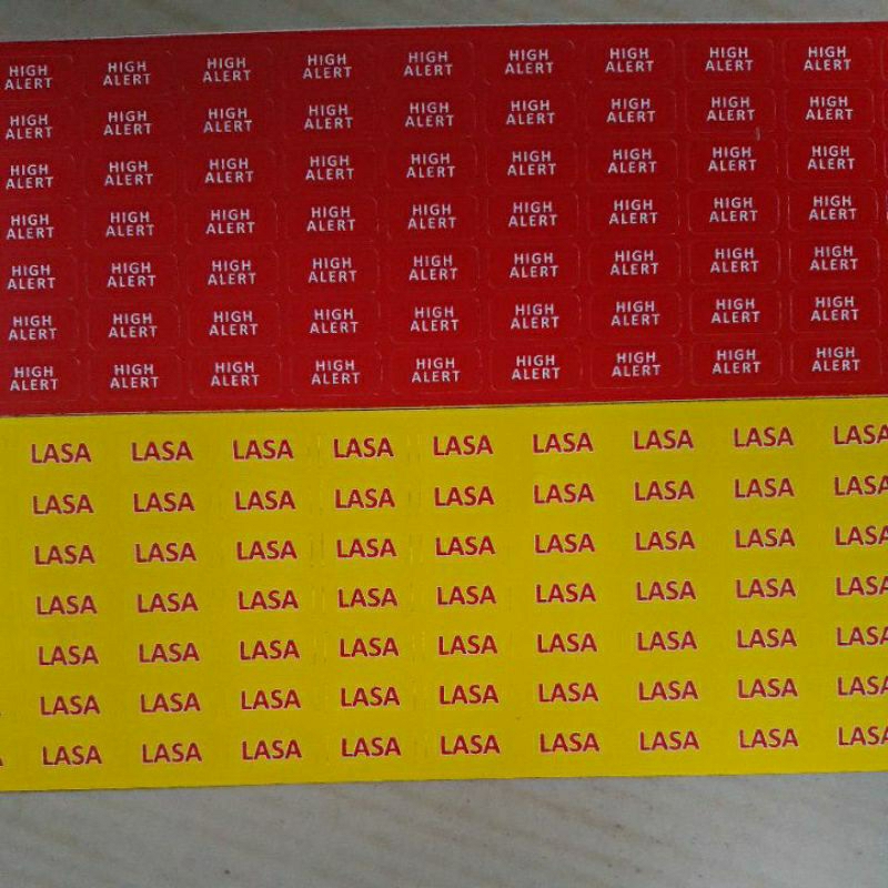 

Stiker Label Lasa dan High Alert Persegi