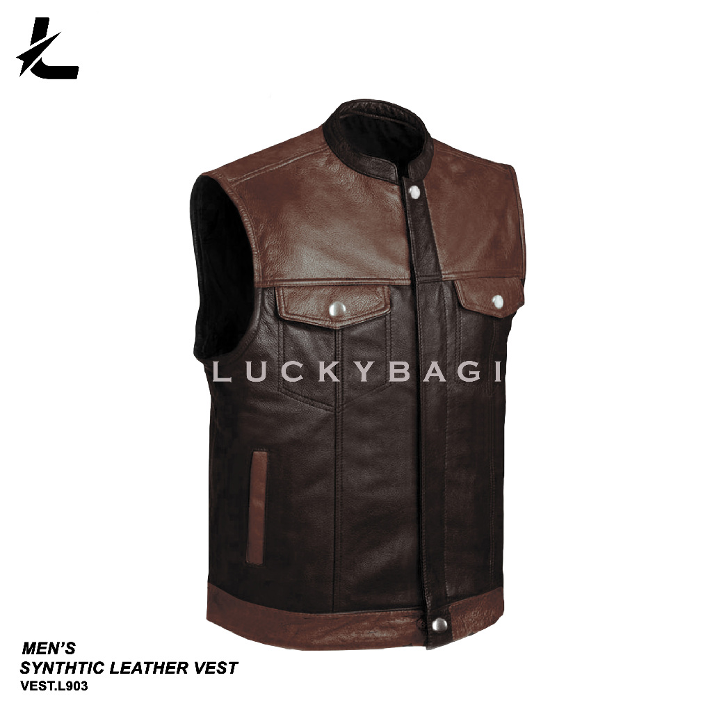 Rompi Kulit Rompi Motor Rompi Kulit Sintetis Riders Vest
