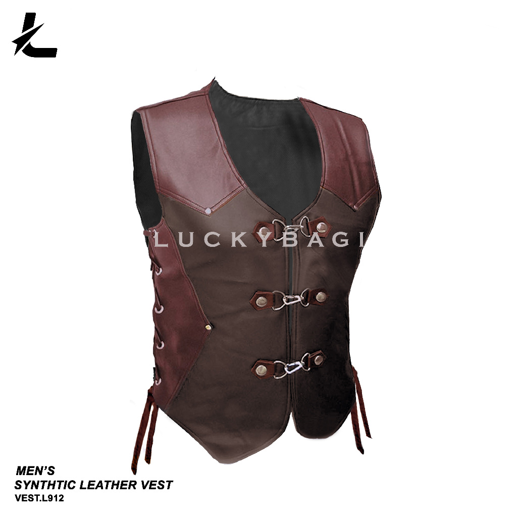 Rompi Kulit Rompi Motor Bikers Vest Rompi Kulit Sintetis
