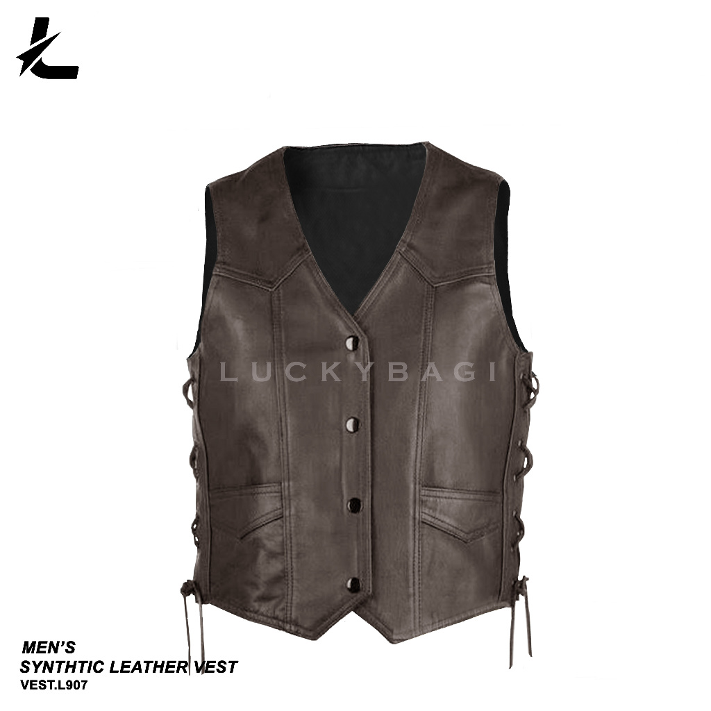 Rompi Kulit Rompi Kulit Sintetis Bikers Vest