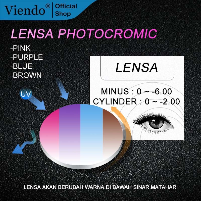 Lensa Index 1.56 Minus Normal Photopink Photopurple Photoblue Photobrown UV400